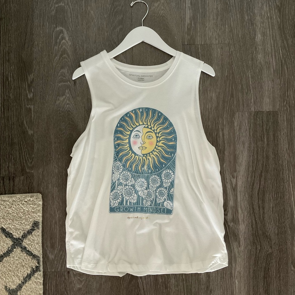 Spiritual Gangster White Growth Mindset Muscle Tee